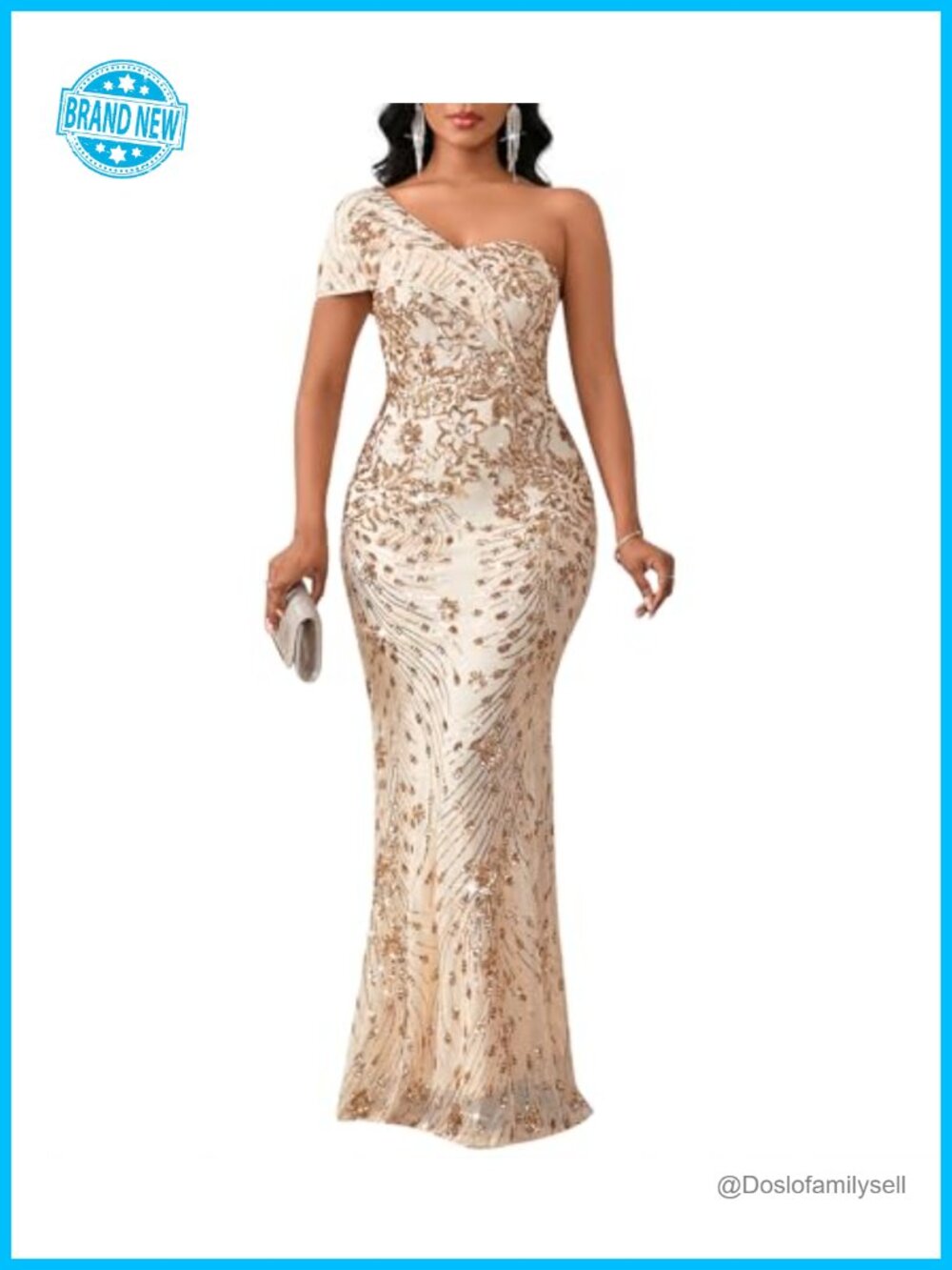 Sequins One Shoulder Mermaid Formal Maxi Dress Evening Gown